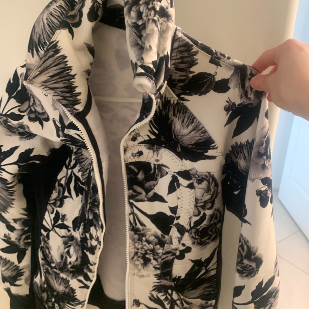 Floral Black and White Women's Jacket